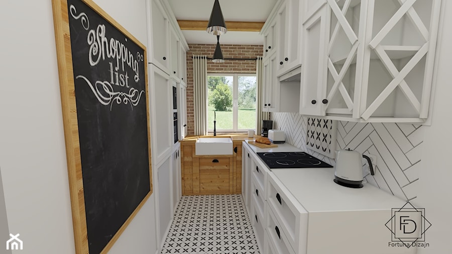 Kuchnia biała z drewnem - zdjęcie od Projektowanie wnętrz Fortuna Dizajn