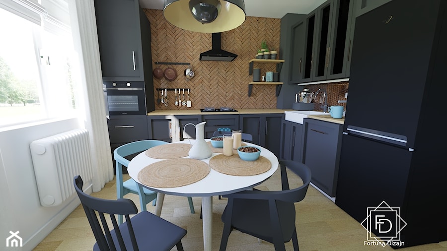 Mieszkanie 60 metrów Mid century - Kuchnia, styl vintage - zdjęcie od Projektowanie wnętrz Fortuna Dizajn