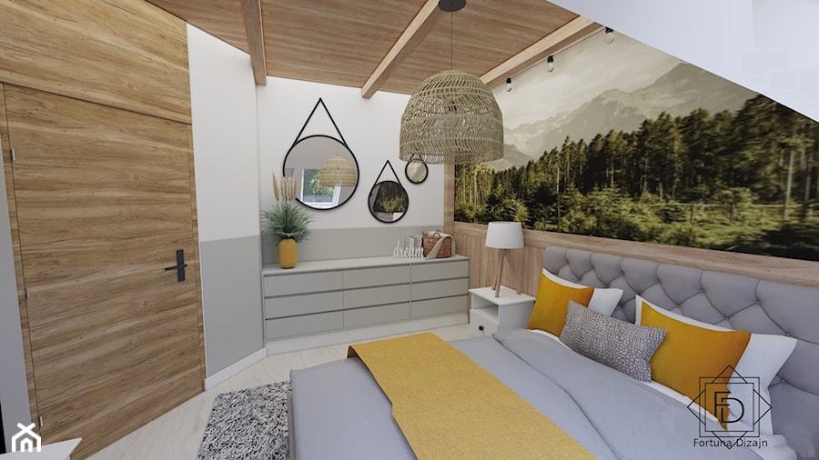 Sypialnia z motywem gór - zdjęcie od Projektowanie wnętrz Fortuna Dizajn