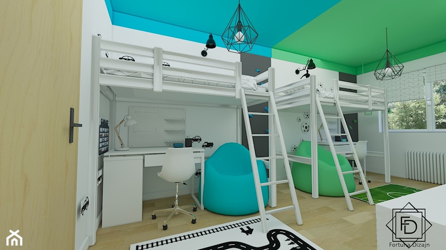 Pokój z łóżkami pięterowymi - zdjęcie od Projektowanie wnętrz Fortuna Dizajn