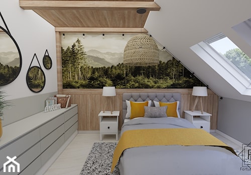 Sypialnia z motywem gór - zdjęcie od Projektowanie wnętrz Fortuna Dizajn