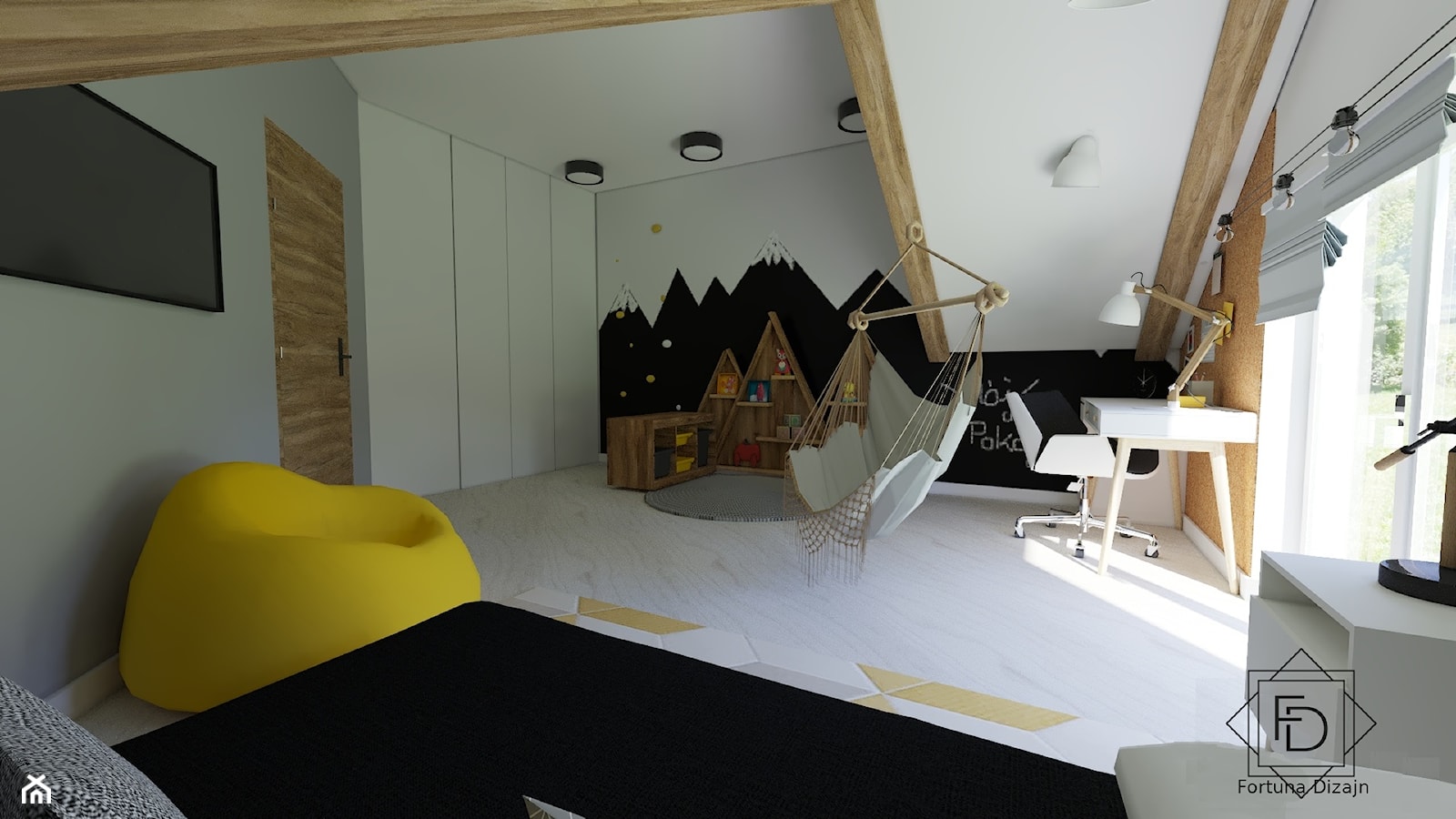 Pokój z mowtywem gór - zdjęcie od Projektowanie wnętrz Fortuna Dizajn - Homebook