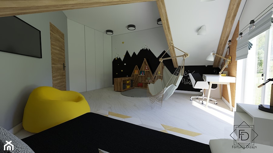 Pokój z mowtywem gór - zdjęcie od Projektowanie wnętrz Fortuna Dizajn