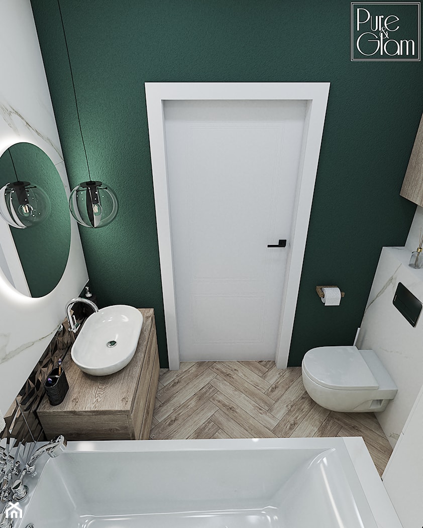 Łazienka z zieloną ścianą - zdjęcie od PureAndGlam - Homebook