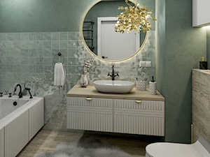 Łazienka z okrągłym lustrem - zdjęcie od PureAndGlam