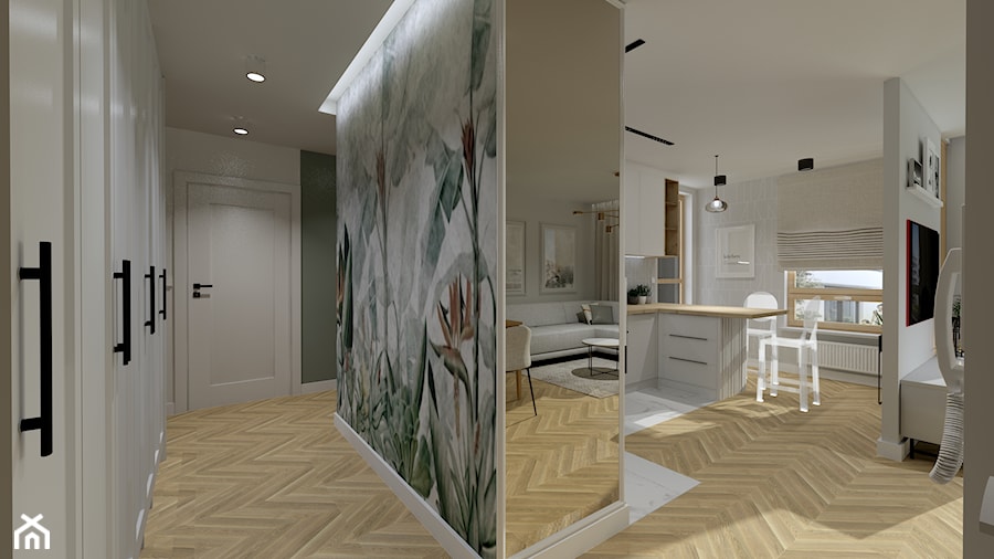 Salon z Kuchnią w bloku - Hol / przedpokój, styl nowoczesny - zdjęcie od NOVO Projekt