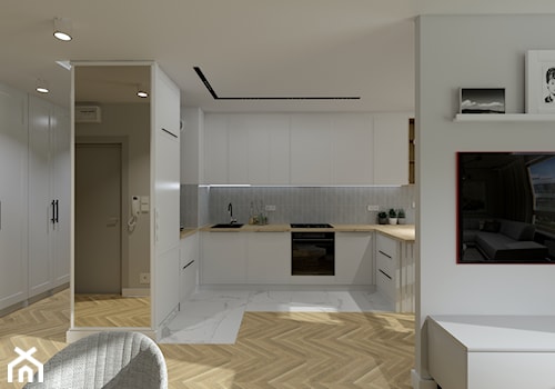 Salon z Kuchnią w bloku - Kuchnia, styl nowoczesny - zdjęcie od NOVO Projekt