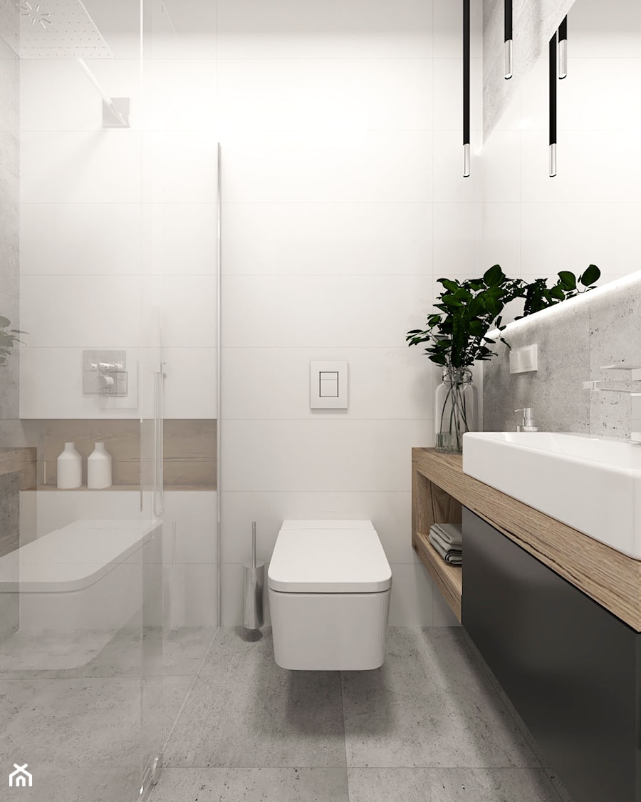 Projekt domu - Średnia łazienka, styl nowoczesny - zdjęcie od MalgorztaLen