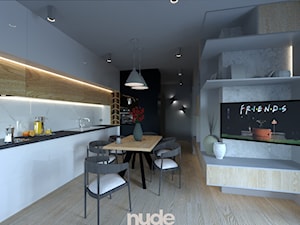 Projekt salonu z kuchnią - Salon, styl nowoczesny - zdjęcie od Nude