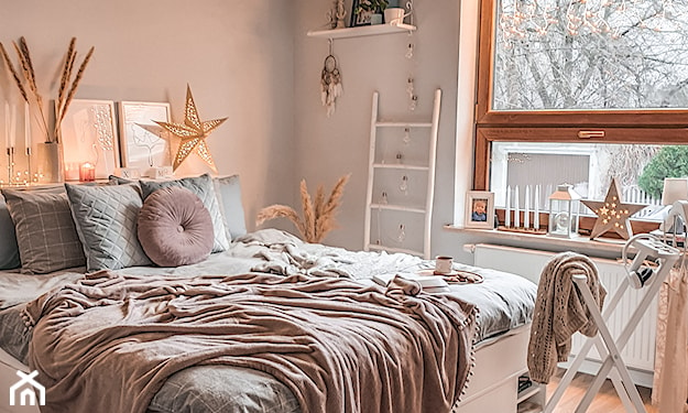 świąteczna aranżacja sypialni w stylu skandynawskim