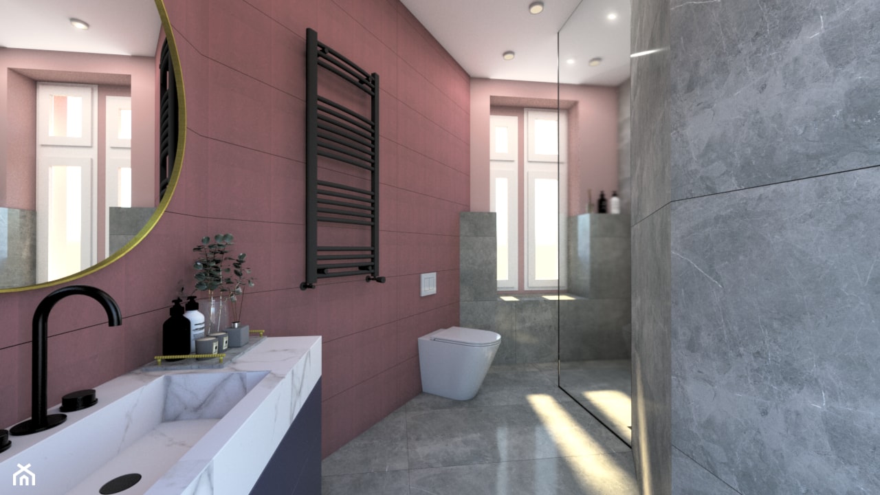 Łazienka szaro-różowa - zdjęcie od MARCINKOWSKA - Homebook