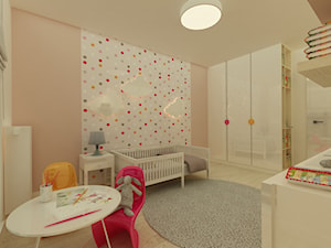 Mieszkanie na Młocinach - Mały biały różowy pokój dziecka dla dziecka dla dziewczynki, styl nowoczesny - zdjęcie od Katarzyna Jaskulska Projektowanie Wnętrz