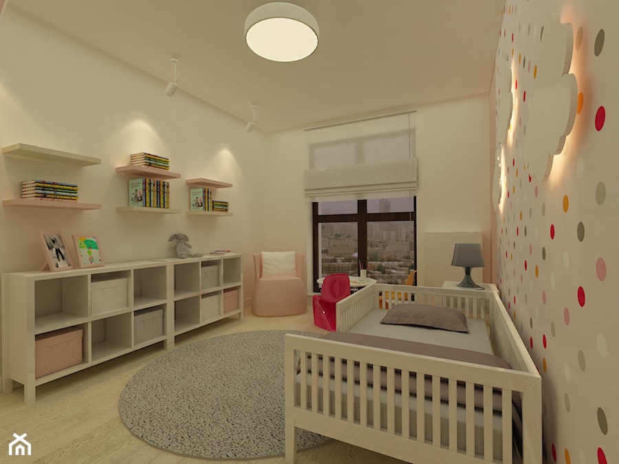 Mieszkanie na Młocinach - Średni beżowy pokój dziecka dla dziecka dla dziewczynki, styl nowoczesny - zdjęcie od Katarzyna Jaskulska Projektowanie Wnętrz