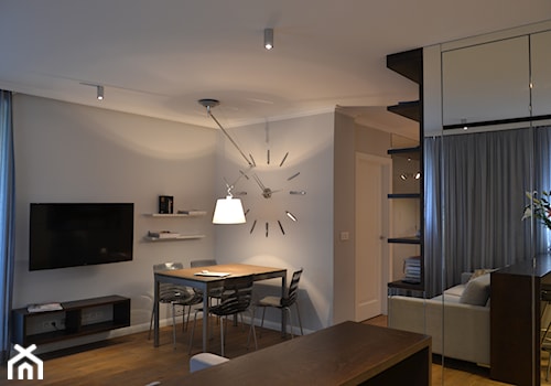Apartament Sadyba II - Średni szary salon z jadalnią, styl nowoczesny - zdjęcie od Katarzyna Jaskulska Projektowanie Wnętrz
