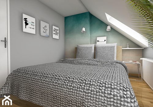 sypialnia na poddaszu - Średnia szara sypialnia na poddaszu, styl nowoczesny - zdjęcie od Aneta Kubica-Łubiarz