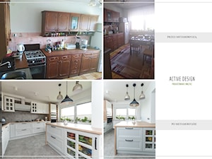 Metamorfoza wnętrz w domu jednorodzinnym( kuchnia, salon, przedpokój, łazienka) - Kuchnia, styl nowoczesny - zdjęcie od Active Design