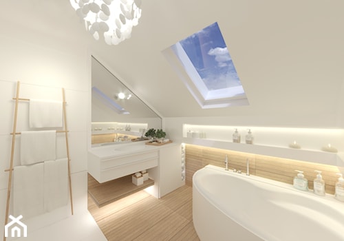 Jasna łazienka ze skosem - zdjęcie od JoannaZielecka Architektura Wnętrz