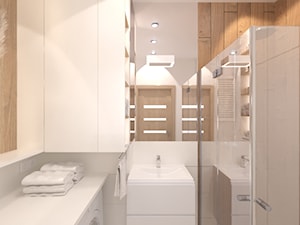 Łazienka w bieli i drewnie - zdjęcie od JoannaZielecka Architektura Wnętrz