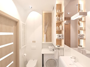Łazienka w bieli i drewnie - zdjęcie od JoannaZielecka Architektura Wnętrz