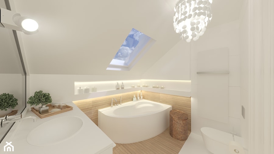 Jasna łazienka ze skosem - zdjęcie od JoannaZielecka Architektura Wnętrz