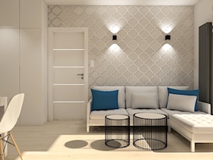 Słoneczny apartament 1 - Mały biały szary salon z jadalnią, styl nowoczesny - zdjęcie od Modelowy Projekt