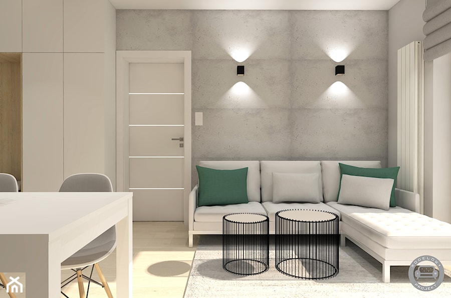 Słoneczny apartament 2 - Mały szary salon z jadalnią, styl nowoczesny - zdjęcie od Modelowy Projekt