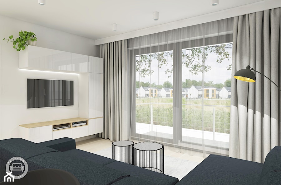 Słoneczny apartament 3 - Średni biały salon, styl nowoczesny - zdjęcie od Modelowy Projekt