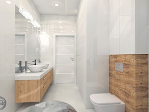 Łazienka w bieli - Średnia bez okna z dwoma umywalkami z punktowym oświetleniem łazienka, styl nowoczesny - zdjęcie od Modelowy Projekt