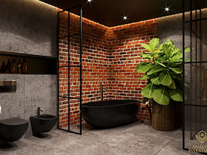 Ciemne wnętrze w stylu industrialnym - Średnia bez okna z punktowym oświetleniem łazienka, styl industrialny - zdjęcie od Quality Investment