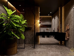 Ciemne wnętrze w stylu industrialnym - Średnia bez okna z punktowym oświetleniem łazienka, styl minimalistyczny - zdjęcie od Quality Investment