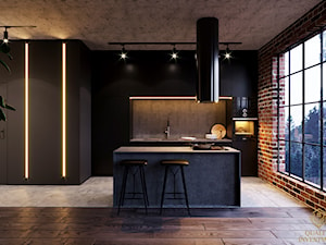 Ciemne wnętrze w stylu industrialnym - Kuchnia, styl industrialny - zdjęcie od Quality Investment