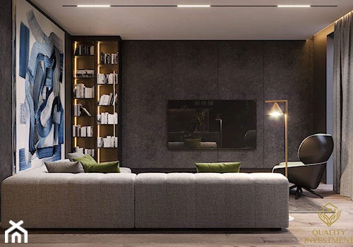Elegancki minimalizm - Średni czarny salon, styl minimalistyczny - zdjęcie od Quality Investment
