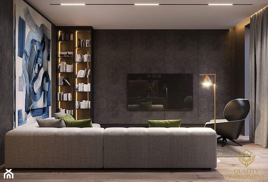 Elegancki minimalizm - Średni czarny salon, styl minimalistyczny - zdjęcie od Quality Investment