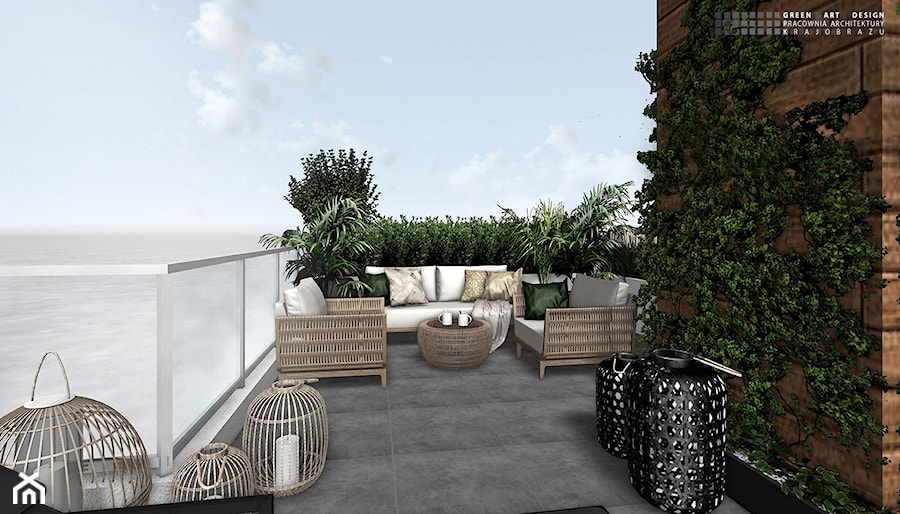 Taras na dachu o charakterze tropikalnym / śródziemnomorskim - zdjęcie od Green Art Design