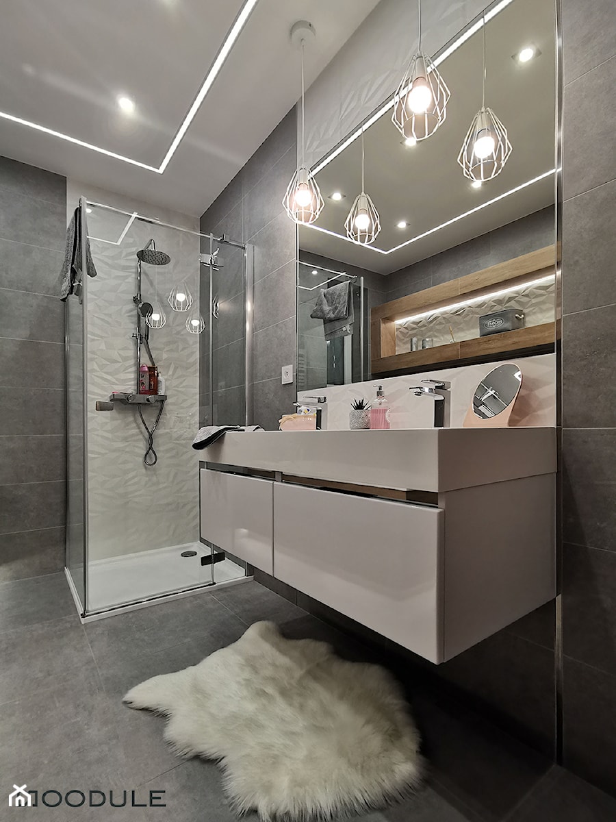 Projekt łazienki w domu jednorodzinnym w Kolbuszowej - Łazienka, styl nowoczesny - zdjęcie od Moodule