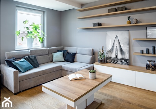 Projekt wnętrza mieszkania w Rzeszowie - Średni szary salon, styl nowoczesny - zdjęcie od Moodule