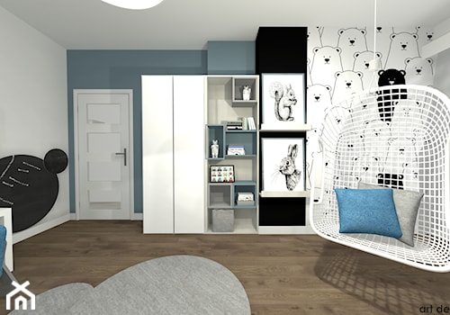 Pokój chłopca - Średni szary pokój dziecka dla dziecka dla nastolatka dla chłopca dla dziewczynki, styl skandynawski - zdjęcie od Art Design Studio