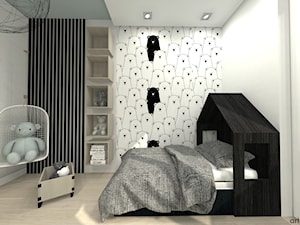 POKÓJ DZIECKA - Średni biały szary pokój dziecka dla nastolatka dla chłopca dla dziewczynki, styl nowoczesny - zdjęcie od Art Design Studio