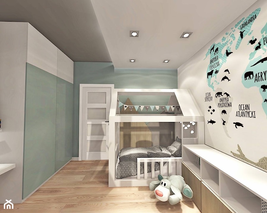 pokój dziecka - Średni biały miętowy pokój dziecka dla dziecka dla chłopca dla dziewczynki, styl nowoczesny - zdjęcie od Art Design Studio