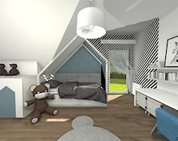 Pokój chłopca - Duży biały czarny niebieski pokój dziecka dla dziecka dla nastolatka dla chłopca dla ... - zdjęcie od Art Design Studio - Homebook