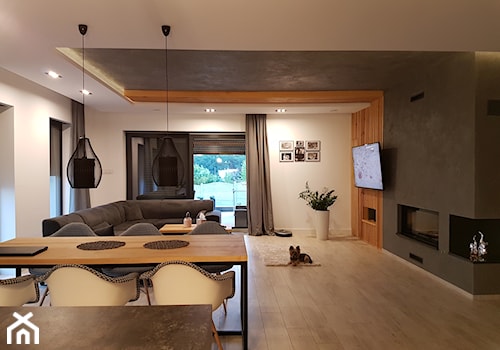 Dom jednorodzinny - styl nowoczesny - Średni czarny szary salon z jadalnią, styl nowoczesny - zdjęcie od Art Design Studio