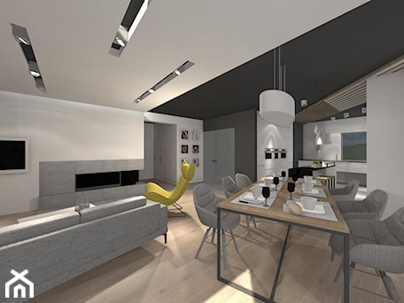 Aranżacje wnętrz - Salon: Projekt domu 150m2 - Salon, styl nowoczesny - Art Design Studio. Przeglądaj, dodawaj i zapisuj najlepsze zdjęcia, pomysły i inspiracje designerskie. W bazie mamy już prawie milion fotografii!