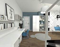 Pokój chłopca - Duży szary niebieski pokój dziecka dla nastolatka dla chłopca dla dziewczynki, styl ... - zdjęcie od Art Design Studio - Homebook