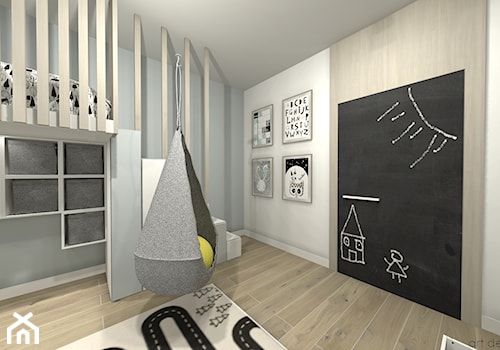Pokój chłopca z łóżkiem na anstresoli - Średni szary pokój dziecka dla dziecka dla chłopca dla dziewczynki, styl nowoczesny - zdjęcie od Art Design Studio