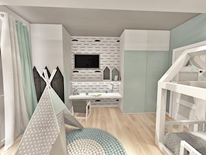 pokój dziecka - Mały biały miętowy pokój dziecka dla dziecka dla chłopca, styl nowoczesny - zdjęcie od Art Design Studio
