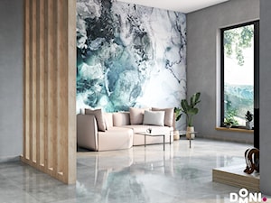 Nowoczesny salon z dekoracyjną ścianą - Salon, styl nowoczesny - zdjęcie od Domni - sklep & portal wnętrzarski