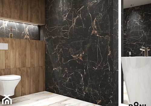 Marmur i drewno w łazience - Łazienka, styl glamour - zdjęcie od Domni - sklep & portal wnętrzarski