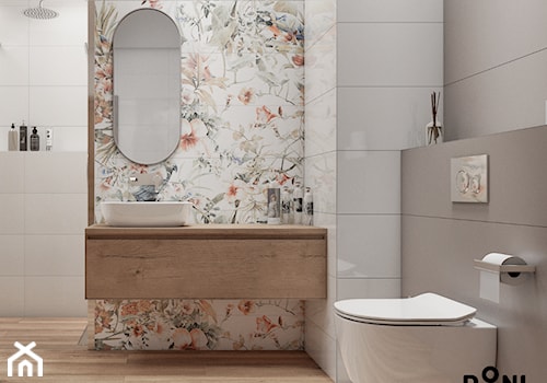 Jasna łazienka z dekoracyjną ścianą - Łazienka, styl nowoczesny - zdjęcie od Domni - sklep & portal wnętrzarski
