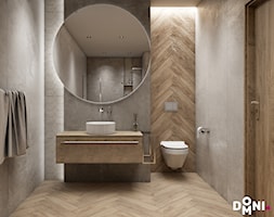 Beton i drewno w nowoczesnej łazience - Łazienka, styl skandynawski - zdjęcie od Domni - sklep & portal wnętrzarski - Homebook