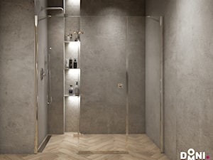 Beton i drewno w nowoczesnej łazience - Łazienka, styl skandynawski - zdjęcie od Domni - sklep & portal wnętrzarski
